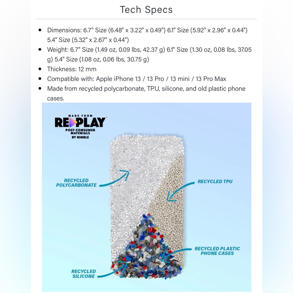 BNIB NIMBLE GRAY SPOTLIGHT PROTECTIVE RECYCLED PHONE CASE FOR iPhone 13 PRO MAX - Picture 4 of 9